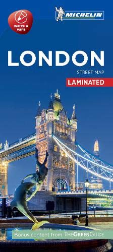 Michelin laminated London street map cover featuring Tower Bridge and a dolphin statue.