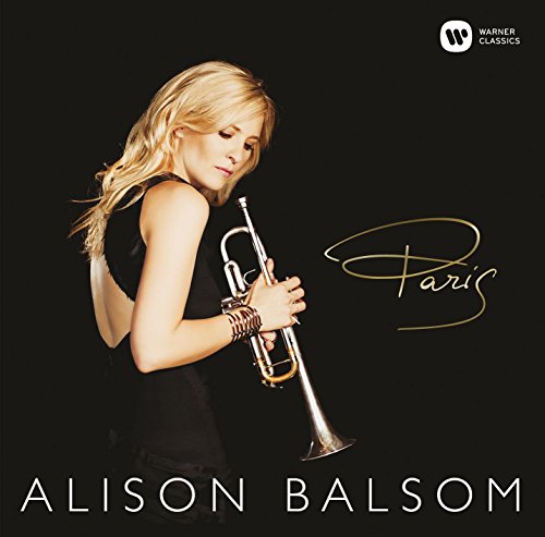Alison Balsom with trumpet, album cover for “Paris” on Warner Classics.