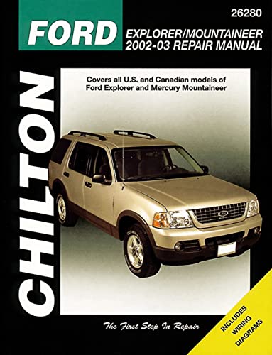 Chilton repair manual cover featuring a gold Ford Explorer, 2002-2003.