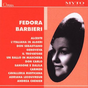 CD cover withSS featuring Fedora Barbieri's portrait and a list of operas on red.