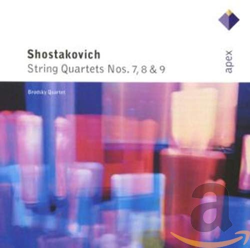 CD cover for Shostakovich string quartets, featuring abstract colorful shapes.