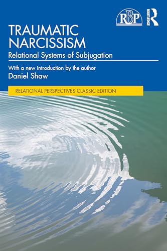 Book cover: “Traumatic Narcissism” with abstract blue water image.