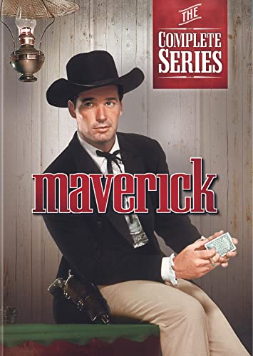 Maverick" DVD cover featuring a man in a hat holding cards and a gun.