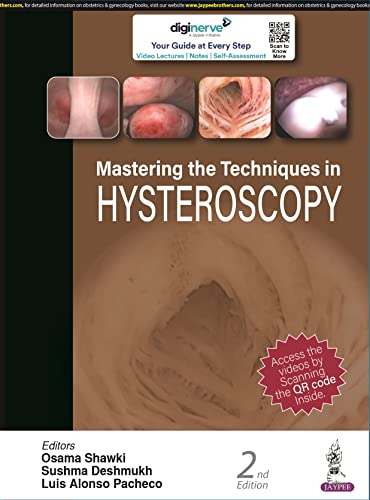 Book cover: "Mastering the Techniques in Hysteroscopy" with medical images.
