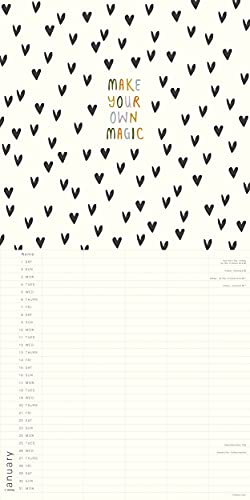 2022 calendar with black hearts and “make your own magic” text.