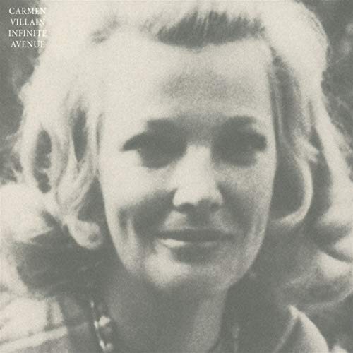 Black and white portrait of a woman, album cover for Carmen Villain.