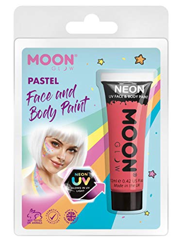 Smiffys Moon Glow Pastel Neon UV Face Paint, Pastel Coral