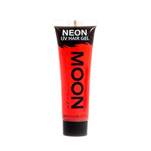 Moon Glow - Neon UV Hair Gel - 20ml Intense Red – Temporary wash out hair colour dye - Spike and glow!