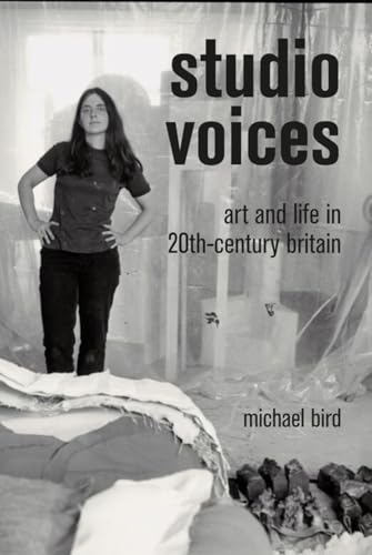 Book cover: woman in artist’s studio, “Studio Voices” title visible.