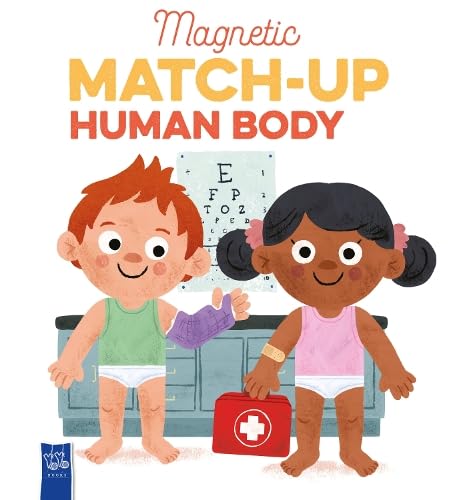 Children with injuries and a first aid kit, magnetic learning toy.
