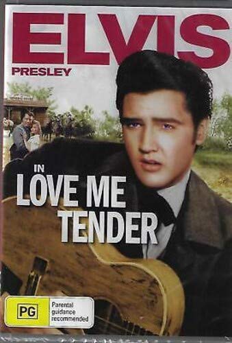 DVD cover of "Love Me Tender" featuring Elvis Presley with a guitar.