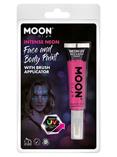 Smiffys Moon Glow Intense Neon UV Face Paint, Hot Pink