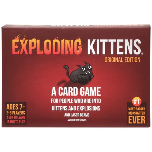 Exploding Kittens EKG-ORG1-1 Kaiwo-D06 A Russian Roulette, Easy Family-Friendly Party Card Games for Adults, Teens & Kids-2-5 Players, Multicoloured, One Size