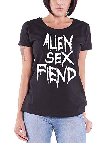 Alien Sex Fiend T Shirt White Band Logo Official Womens Skinny Fit Black XL