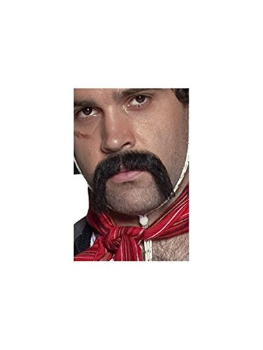Smiffy's Authentic Western Mexican Handlebar Moustache Self-Adhesive - Black