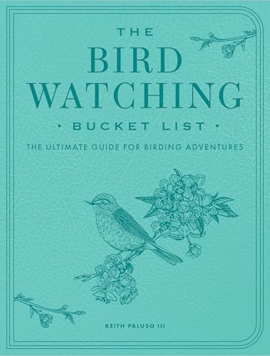 Book cover with teal background, bird illustration, and title “The Bird Watching Bucket List”.