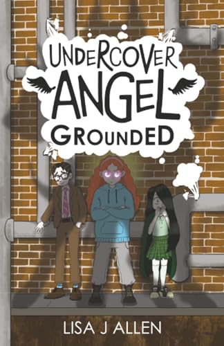 Book cover: three young people with a brick wall and angel wings.