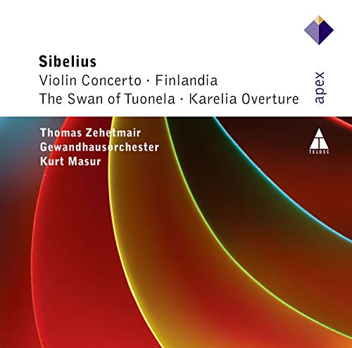 CD cover for Sibelius’ Violin Concerto with abstract colorful bands.