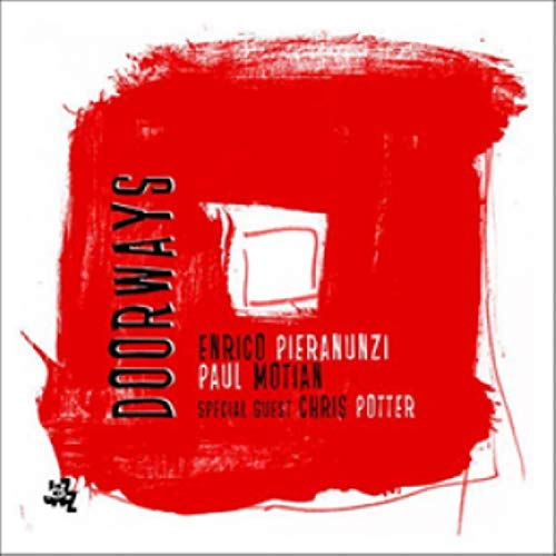 Red abstract album cover with white text: "Doorways", "Pieranunzi/Motian".