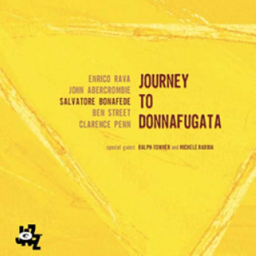 CD cover for "Journey To Donnafugata" with abstract yellow and gray design.