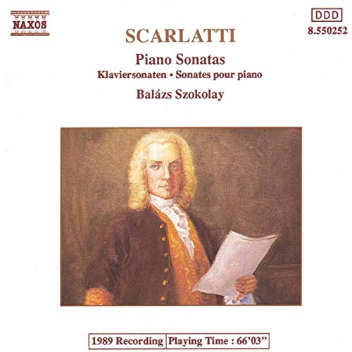 CD cover featuring a portrait of Domenico Scarlatti holding sheet music.