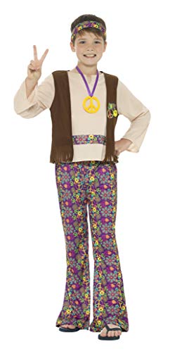 Smiffys Hippie Boy Costume, with Top, Attached Waistcoat