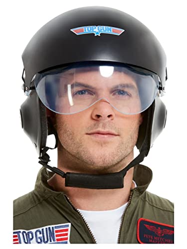 Smiffys 42961 Officially Licensed Top Gun Deluxe Helmet, Men, Black, One Size