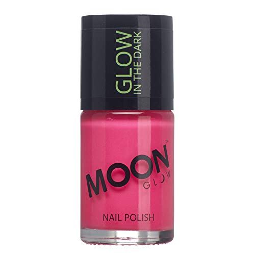 Moon Glow - Glow in the Dark Nail Varnish 14ml Pink – Phosphorescent - Charge to glow