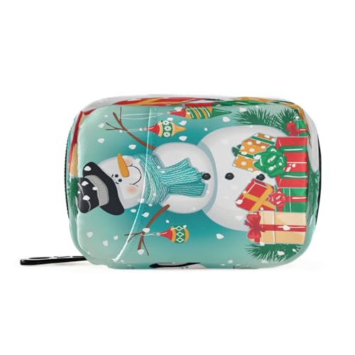 Kigai Christmas Snowman Pill Case, Portable Weekly Daily Pill Case Bag Organizer with Zipper for Vitamins Medicine Supplements Travel Family Business