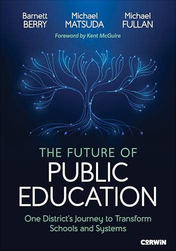 Book cover: “The Future of Public Education” with a blue, branching light design.