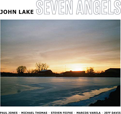 CD cover for John Lake’s “Seven Angels” with a winter sunset landscape.