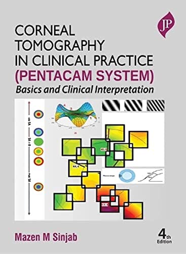 Book cover: "Corneal Tomography in Clinical Practice," featuring colorful corneal maps.