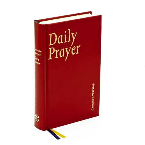 Red hardcover book titled "Daily Prayer" with gold lettering and ribbon bookmark.