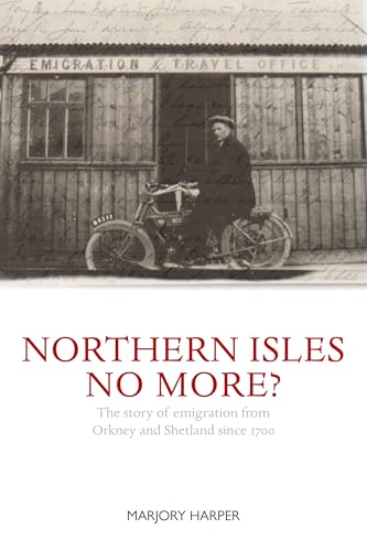 Book cover depicting a vintage emigration office and motorcyclist.