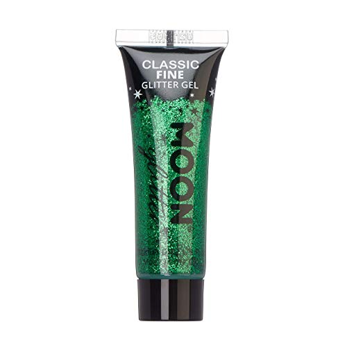 Classic Fine Face & Body Glitter Gel by Moon Glitter - Green - Cosmetic Festival Glitter Face Paint for Face, Body, Hair, Nails - 12ml