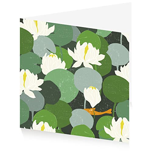 ArtPress Liza Saunders White, Green and Gold, Sympathy Greeting Card, 15cm x 15cm