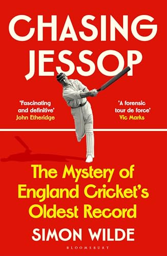Book cover with a black and white image of a cricketer swinging a bat.
