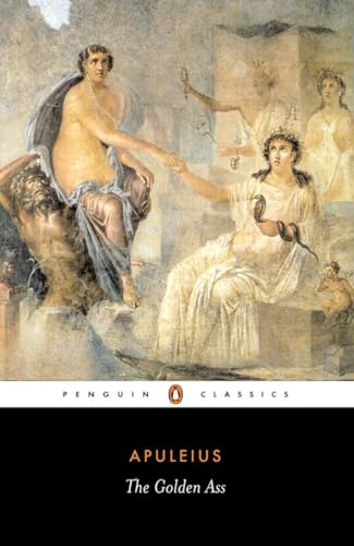 Book cover depicting classical figures, title "The Golden Ass" by Apuleius.