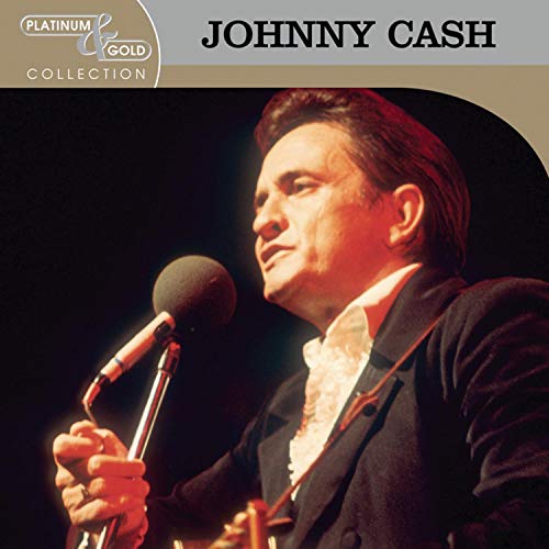 Johnny Cash portrait on CD cover, singing into a microphone.