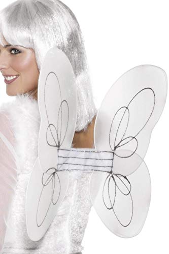 Smiffys Angel Glitter Wings, 50 x 30 cm - White and Silver