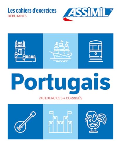 Workbook with Portuguese exercises for beginners, likely with black and white text and illustrations.