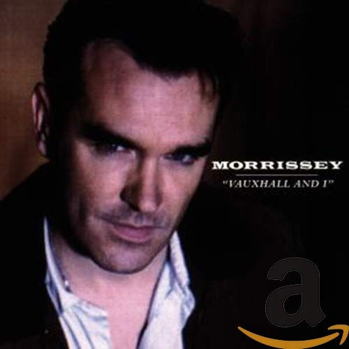 Morrissey album cover, close-up portrait of a man, dark background.