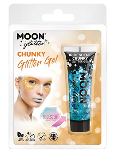 Smiffys Moon Glitter Iridescent Chunky Glitter Gel, Blue