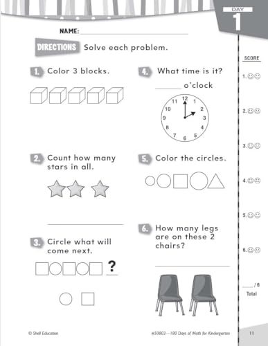 180 Days™: Math for Kindergarten : Practice, Assess, Diagnose