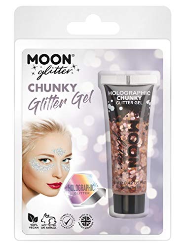 Smiffys Moon Glitter Holographic Chunky Glitter Gel, Ros
