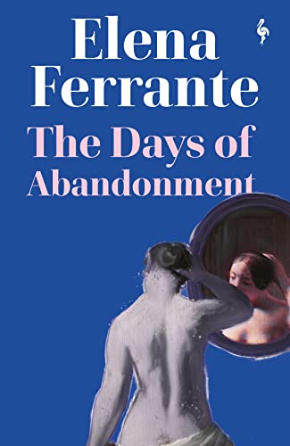 Book cover with dark colors, Italian title, and author name Elena Ferrante prominently displayed.