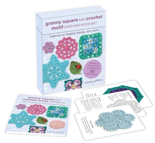 Granny Square and Crochet Motif Card and Book Set: 50 cards and a 64-page book : Patterns for Flowers, Leaves, and More