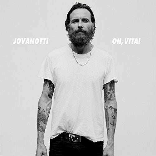 Black and white album cover featuring Jovanotti, a man with a beard and tattoos.