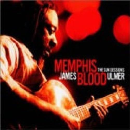 James Blood Ulmer playing guitar, with red circles and text overlay.