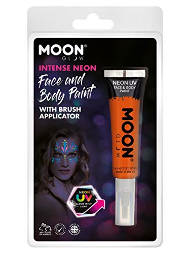 Smiffys Moon Glow Intense Neon UV Face Paint, Orange